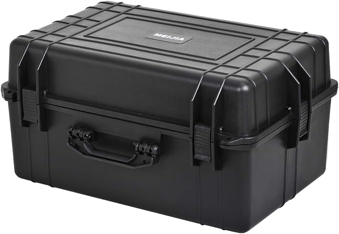 MEIJIA All Weather Waterproof Hard Camera Case,Hard Case with Customizable Fit Foam,Fit Use of Drones,Camera,Equipments,Pistols,Elegant Black (Black, 24.01"x16.92"X12.2")