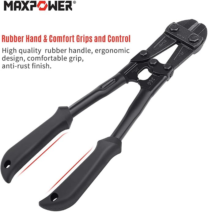 MAXPOWER 14-Inch Heavy Duty Bolt Cutter, Hardened Chrome Molybdenum Steel Blade, Ergonomic Rubber Handle