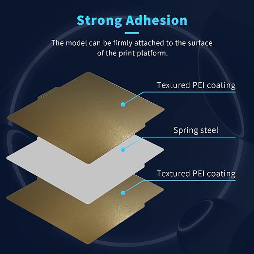 Double Sided for Bambu Lab X1/X1C/X1E/P1P/P1S/A1 Build Plate PEI Sheet Heated Bed Spring Steel Flexible Platform 257.5x257.5 mm Textured Board for 3D Printer