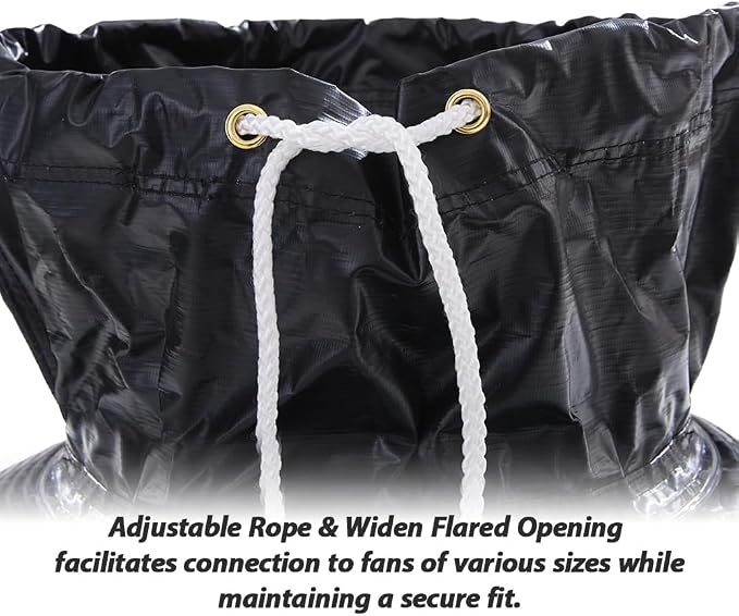 8 Inch Explosion-Proof Flame Retardant HVAC Ducting with Adjustable Rope and D-Ring, 16ft Antistatic PVC Flexible Duct Hose for Ventilation, Exhaust, Drying, and Cooling Applications (8in x 16ft)