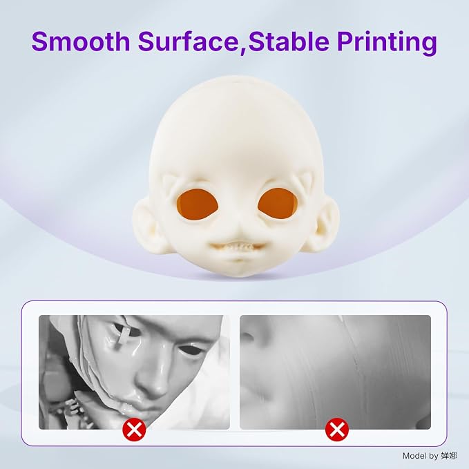 RESIONE Tough 3D Printer Resin, 3D Printing Liquid for BJD & Articulated Figures – Non-Yellowing, Wear Resistant, Drop-Resistant, ABS-Like UV Resin for LCD DLP MSLA Printers, Ultra White, 1KG