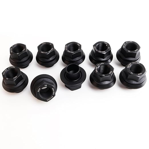 10 Pack Heavy Duty Wheel Lug Nuts, Two-Piece 19mm Sleeve Flanged, M22x1.5 Hex 33mm, Black Steel for Semi Truck with Hub Piloted Seat, 26mm Bolt Hole