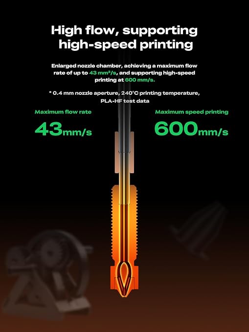 Creality K2 Plus Genuine E3D Obxidian High Flow Nozzle 0.4mm for K2/K2 Pro/K2 Plus/Creality Hi, Multi-Channel Design for Extreme Speed & Ultimate Wear Resistance