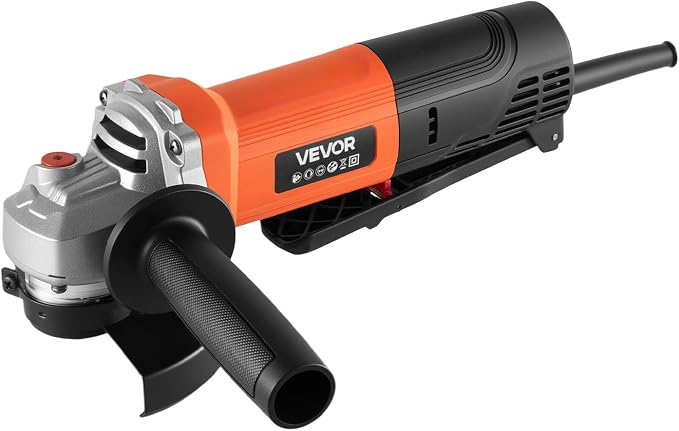 VEVOR Angle Grinder, 4-1/2" Electric Grinder Power Tool, 8Amps 12000RPM High-Speed Corded Angle Grinders with 230° Adjustable Dust Guard for Metal Grinding, Cutting, Rust Removal (Disc Not Included)