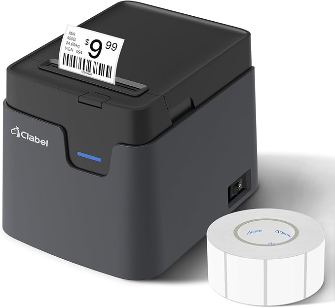 CLABEL 2in Desktop Thermal Label Printer, 221D Bluetooth Barcode Sticker Maker for Small Business, No RFID Lock, Built-in Paper Bin, for Retail Clothing Tag Price, Bakery Food, Office Mailing Address
