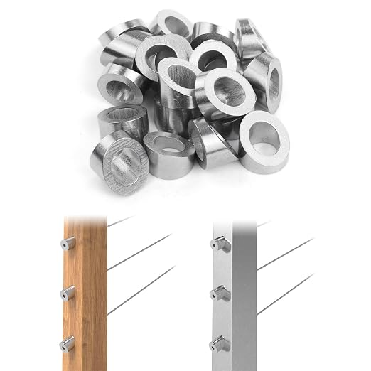 Muzata 20 Pack 3/8" ID Cable Railing Angle Washer 25 30 35 Degrees T316 Stainless Steel Angle Beveled Washer for 1/8" 5/32" 3/16" Cable Railing Hardware Kit CR60