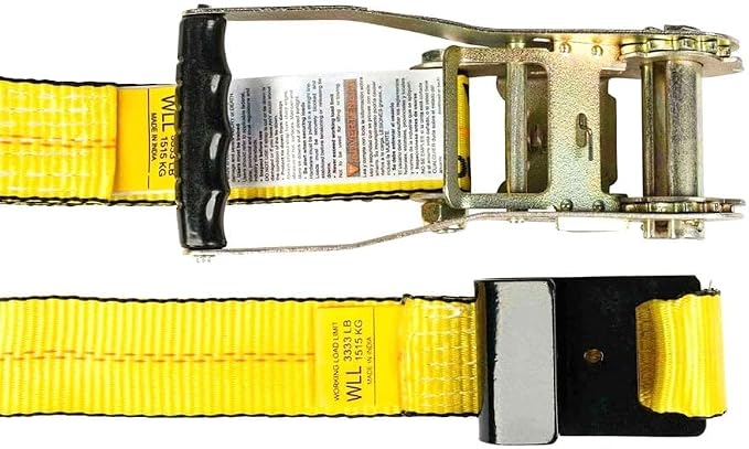 Mytee Products (10 Pack) 2 inch x 27' Heavy Duty Tie-Down Ratchet Straps w/Flat Hook - 10,000 lbs Breaking Strength - Wide Handle Flat Hook Ratchet Straps for Cargo, Flatbed Trailers, Pickup Trucks