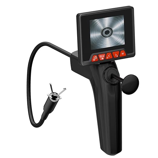 Endoscope Camera with Light and Grabber, Sewer Borescope Inspection Mirror with Magnetic Pickup, Drain Snake Scope for Automotive Repair & Pipe Cleaning, IP67 Waterproof, 6 LED, 19.7-Inch