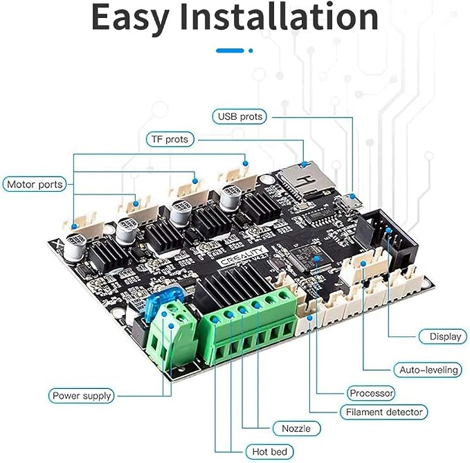 Official Creality 3D Printer Ender 3 Upgraded Silent Board Motherboard V4.2.7 with TMC2225 Driver Marlin 2.0.1 for Ender 3/ Ender 3 V2/ Ender 3 Pro/Ender 3 Max/Ender 3 Neo/3 V2 Neo/3 Max Neo