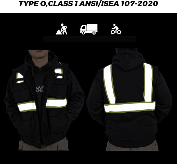 VENDACE Safety Vest High Visibility Reflective Fleece Winter Vest for Men with Pockets Hi Vis Construction Work Vest