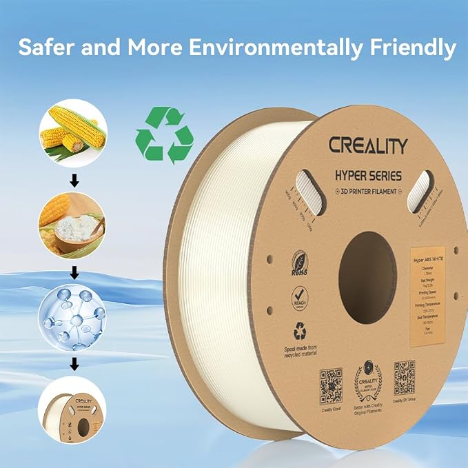 Official Creality Hyper ABS Filament 1.75mm, 3D Printer Filament for High Temperature Resistance, 1kg(2.2lb)/Spool, Dimensional Accuracy ± 0.05 mm, Fits for Most 3D Printers