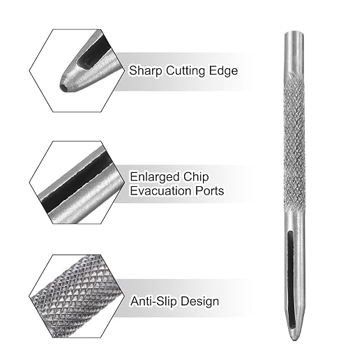 HARFINGTON 2pcs Leather Round Hole Punch, 1mm Hollow Hole Puncher Cutter Carbon Steel Circle Hole Punching Cutting Tool for Belt/DIY Leather Craft