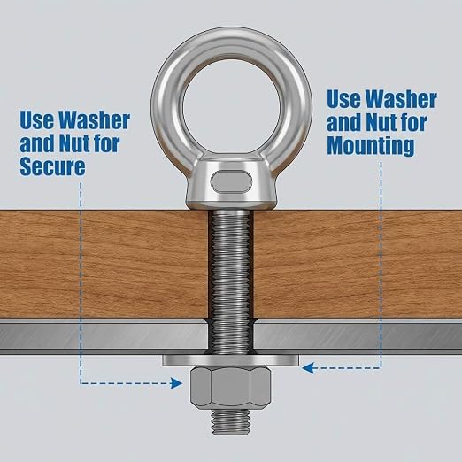 QWORK 304 Stainless Steel Shoulder Eye Bolts 1/2"x4", 10 Pcs Safe Threaded Connection for Marine, Workshop & Outdoor Use