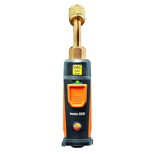 testo 552i Wireless Digital Vacuum Probe - Vacuum Gauge for HVAC Systems with IP54 Protection – 45° Service-Port Design - HVAC Tool for AC/R System Evacuation with Bluetooth and App