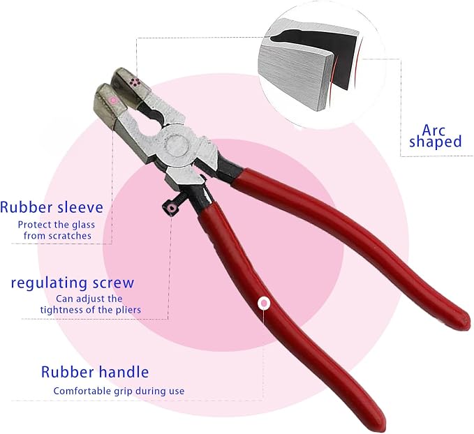 Tayfeim Glass Cutters Tools Set Glass Cutting Tool kit Glass Cutter Glass Running Pliers Breaker Grozer Pliers Stained Glass Tools with Curved Jaws Zipper Package