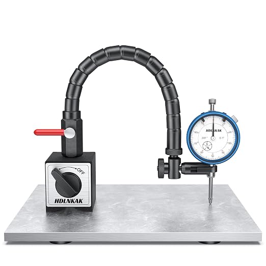 HDLNKAK New Dial Indicator 0-1'' with Magnetic Base, Dial Indicator Tools Set for Alignment, 0.001" Accuracy Measurement Tool with Flex Arm Base and Indicator Combo（ Blue Dial Indicator）