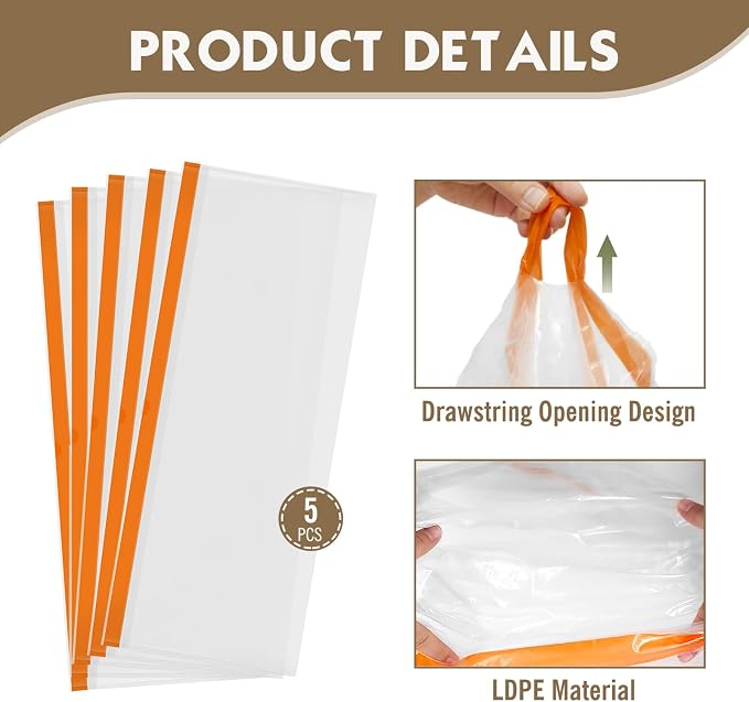 ROLLINGDOG 18 Inch Disposable Paint Bucket Liners- 18" Paint Bucket Liners with Drawstring, Exclusively Used with ROLLINGDOG 5 Gallon Bucket for Interior or Exterior Home Improvement (Pack of 5)