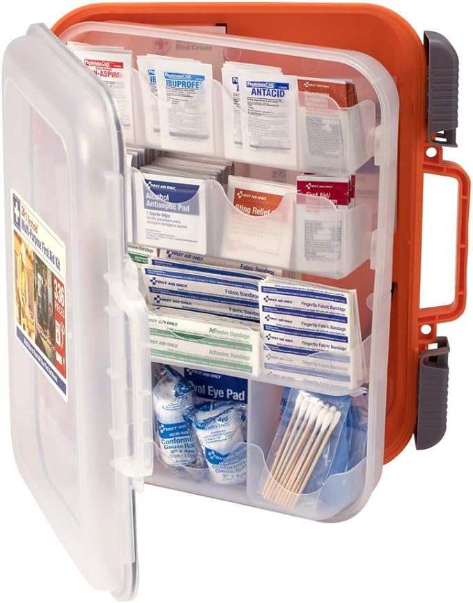 24/7 First Aid OSHA Compliant First aid Kit, All-Purpose 100-Person Emergency First Aid Kit for Business, Home, and Car in Plastic Case with Easy-Slide Latches, 336 Pieces