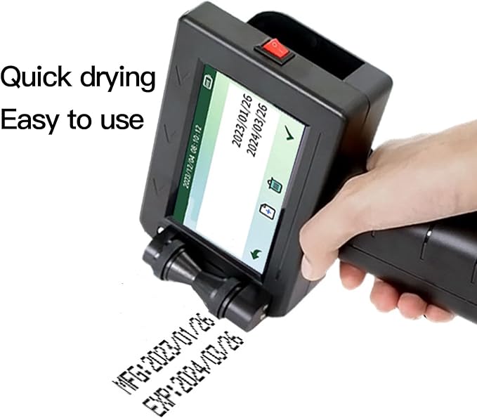 VBESTLIFE Handheld Inkjet Printer Gun, Printing Height 0.08-0.5 Inch, Inkjet Coder for Text, Numbers, Symbols, QR Codes, Barcodes, Images, Time, Date