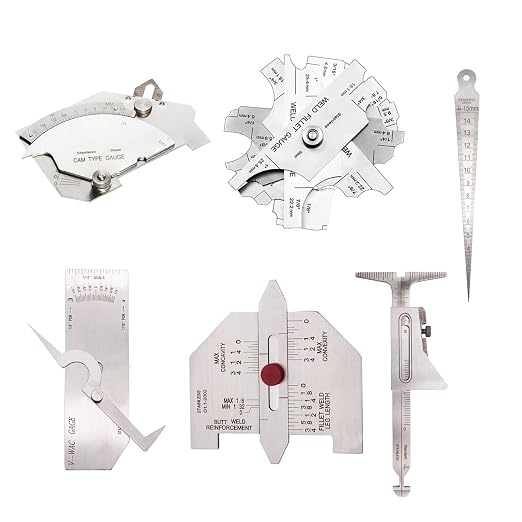 Weld Gauge Set Includes Cam Type Gauge and Fillet Gauge and Hi-Lo Gauge and Taper Gauge and Porosity Undercuts Checking Gauge and Convexity Concavity Gauge Imperial