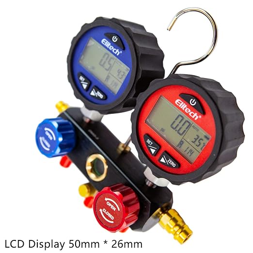 Elitech DMG-3 AC Manifold Gauge Refrigerant Pressure Gauge Set 2 Way with Hoses