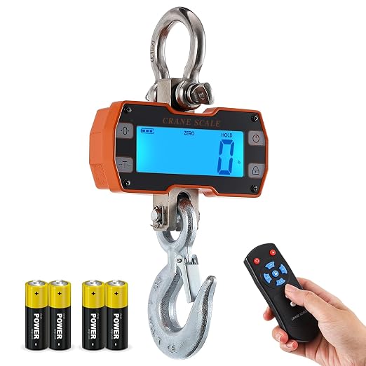 CGOLDENWALL Digital Crane Scale 4400lb Industrial Hanging Scale Handheld Hoist Scale kg lb Switchable 2000kg Wild Game Scale for Farms, Hunting and Livestock