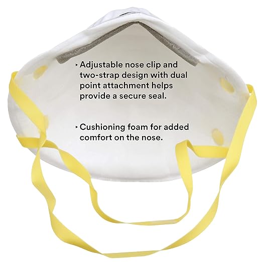 3M 8210 Particulate Respirator, N95, Pack of 20 Disposable Respirators, NIOSH APPROVED, Two-Strap Cup Style Design, Lightweight with Cushioning Nose Foam