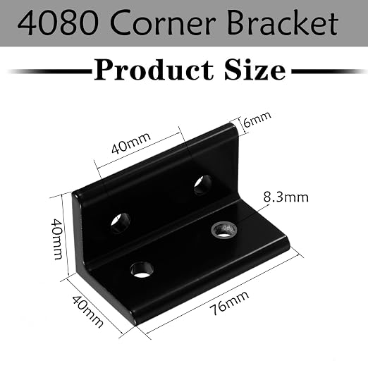 4080 Corner Bracket Connector Set for 4080 8080 Aluminum Extrusion Accessories 6Set(Black L)