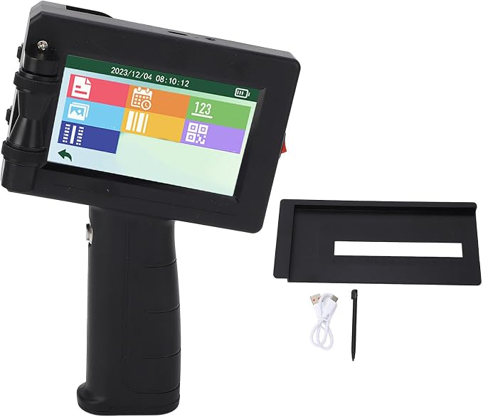 VBESTLIFE Handheld Inkjet Printer Gun, Printing Height 0.08-0.5 Inch, Inkjet Coder for Text, Numbers, Symbols, QR Codes, Barcodes, Images, Time, Date