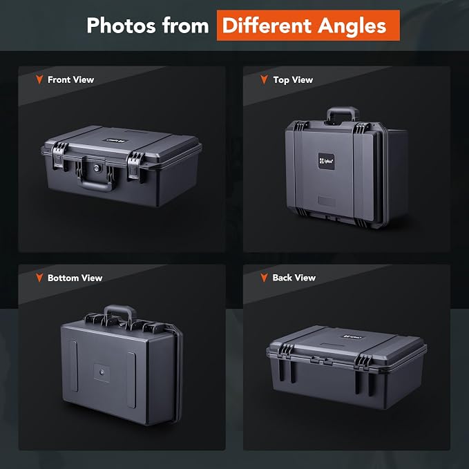 Lykus HC-4430 Waterproof Hard Case with Customizable Foam Insert, Interior Size 17.32x11.42x10.43 in, Suitable for camera, lens, drone, mic, flashlight, projector, electronics, tools, and more