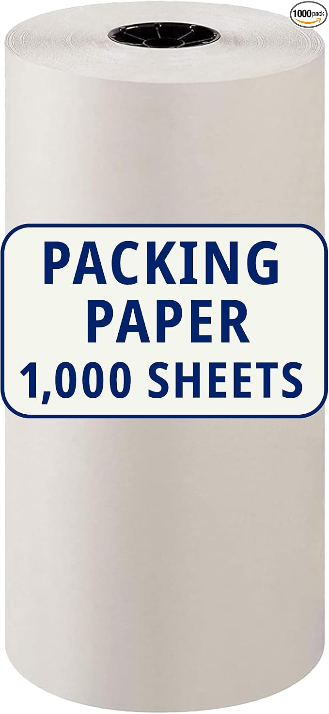 BOX USA Packing Paper Roll 1440'L x 18"W - 1,000 Sheets 17” Long Equivalent - Large White Newsprint for Shipping, Packaging, Storage and Moving Supplies