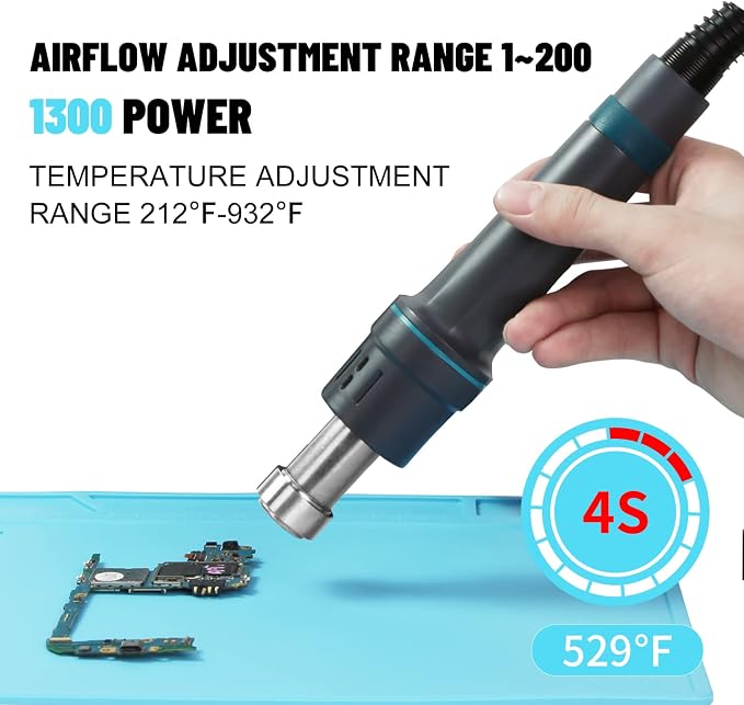 SUGON 8620DX 110V Digital Hot Air Rework Station 1300W,212℉-845℉ Adjustable Temperature C/F,4 Memory Storage,6 Air Nozzle,SMD Hot Air Station with Quick Change High Temperature Air Nozzle Bracket