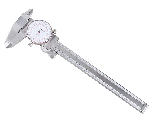 Accusize Industrial Tools 0-6''/0-150 mm by 0.001''/0.02 mm Inch/Metric Dual Needle Precision Dial Caliper Stainless Steel, P920-S236 | 0.001 in/0.02 mm Resolution, +/-0.001 in/0.03 mm Accuracy, Hardened Stainless Steel, 4-Way Measuring