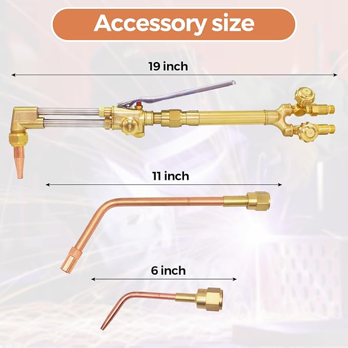 Oxy-Fuel Cutting Torch Kit, Cutting Welding And Heating Outfit With Check Valve, 1-101 Cutting Tip, Welding Nozzle and MFA Heating Nozzle, Cutting Attachment CA2460 Torch Handle