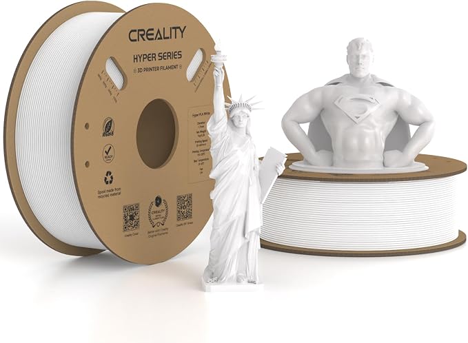 Official CREALITY Hyper PLA Filament 1.75mm White 2KG, 30-600mm/s High Speed PLA Rapid 3D Printer Filament, 2 Pack 1kg Spool(2.2lbs), Dimensional Accuracy +/-0.02mm, Fit Most FDM 3D Printer