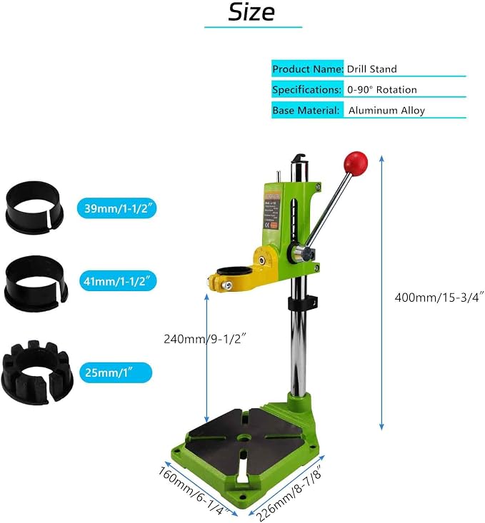 Floor Drill Press Stand for Hand Drill, 90 Degree Rotating Adjustable Universal Bench Clamp Drill Holder Drill Press Adapter Workbench Repair Tool for Benchtop Repair