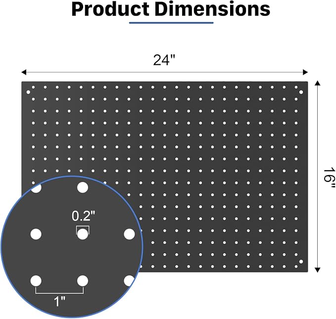 4 Pcs 24”×16”Metal Pegboard Panels, Heavy Duty Peg Boards with Hooks, Steel Organization Panels for Garden Tool Storage, Walls Home, Office, Black