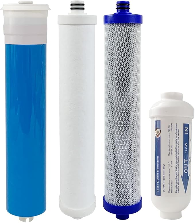 RO Replacement Filter Set With Membrane Compatible with Microline TFC-400 Reverse Osmosis System, include S7011, S7028, S1764RS and S7026 Filters