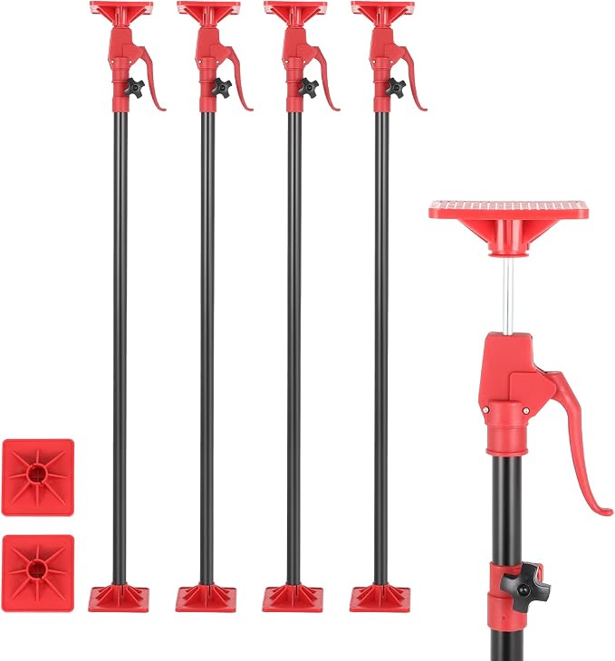 Cabinet Jack Support Pole, 4-Pack 45-114 Inch Adjustable Heights Support Pole with 154 lbs Capacity for Cabinet Jack, Cabinet Jacks for Drywall Jack Installing Cabinets Third Hand Support System