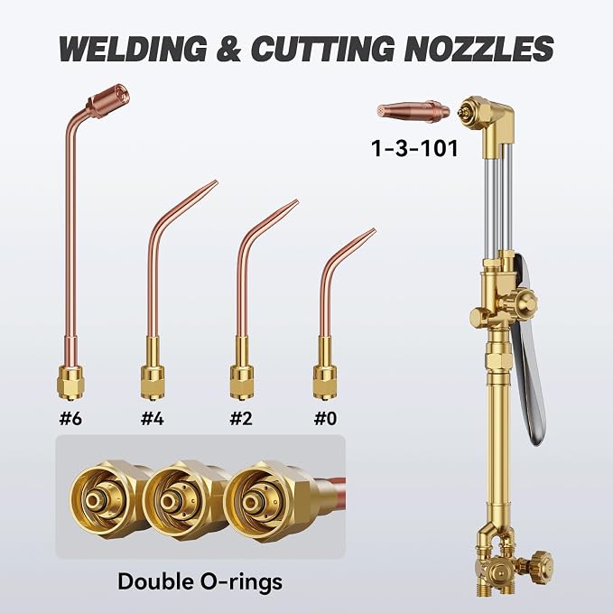 ARCCAPTAIN Oxy Acetylene Torch Kit with Check Valves, Medium Duty Gas Welding Cutting Torch Kit with Hose, Regulator Gauges, Cutting Tip, 3 Welding Tips and Storage Case