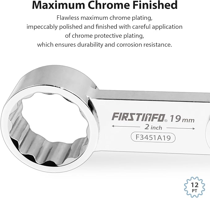 FIRSTINFO F3451A Taiwan 3/8-inch Drive Torque Adapter Set, 12-Point Box End, 10 to 19mm, Metric, 10-Piece with CR-V Construction | Blow Case and Mechanic's Tray