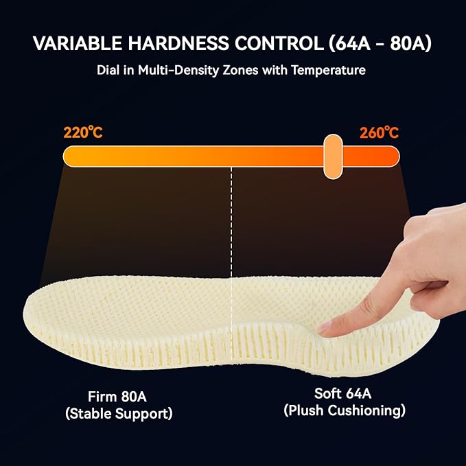 Siraya Tech Roamr TPU Air HR 80A Filament, 48-50% High Rebound, Foaming Flexible 3D Printer Filament, 64A-80A Variable Hardness, Matte Finish for Footwear, Midsoles, and Orthotics (800g, Beige)