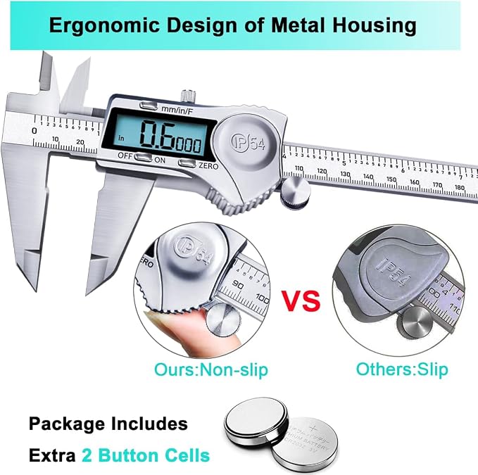 Kynup 0-12 Inch Digital Caliper, Calipers Measuring Tool with IP54 Waterproof Protection, Stainless Steel Design (150mm/200mm/300mm)