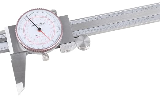 Accusize Industrial Tools 8''/200 mm by 0.001''/0.02 mm Dual Needle Precision Dial Caliper Stainless Steel in Fitted Case, Imperial/Metric, P920-S238 | 0.001 in/0.02 mm Resolution, +/-0.001 in/0.03 mm Accuracy, Hardened Stainless Steel, Fitted Case