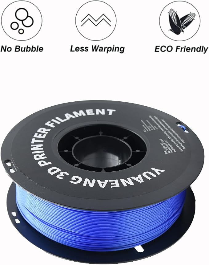 3D Printer Filament, Dimensional Accuracy +/- 0.02 mm, 1 kg Spool(2.2lbs), 1.75 mm PLA, Blue