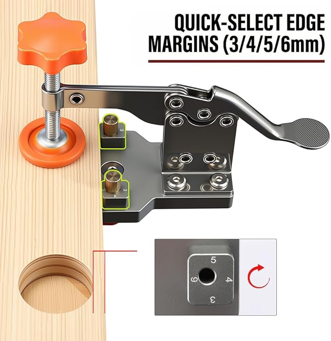 RUITOOL 35mm Concealed Hinge Jig System, Cabinet Door Mounting Jig & Door Installation Kit with Secure Clamp and Dust Port, Aluminum Hardware Hole Puncher with Modular Extension Ruler