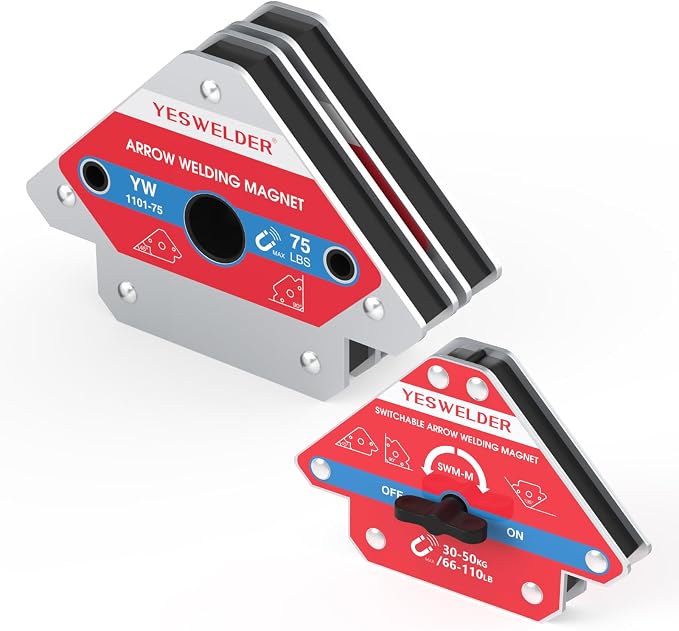 YESWELDER 75 LB Welding Magnet 2 Pieces of Magnetic Welding Holder 75 LBS Holding Power & Switchable Arrow Welding Magnet 66-110LBs On/Off Switch Arrow Magnetic Welding Holder