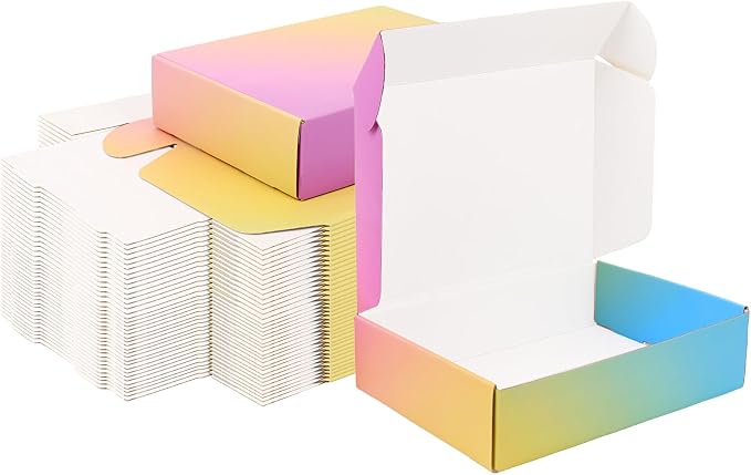 Shipping Boxes for Packaging 9x6x2", 45 Pack Colorful Corrugated Cardboard Boxes, Paper Mailing Boxes for Small Business