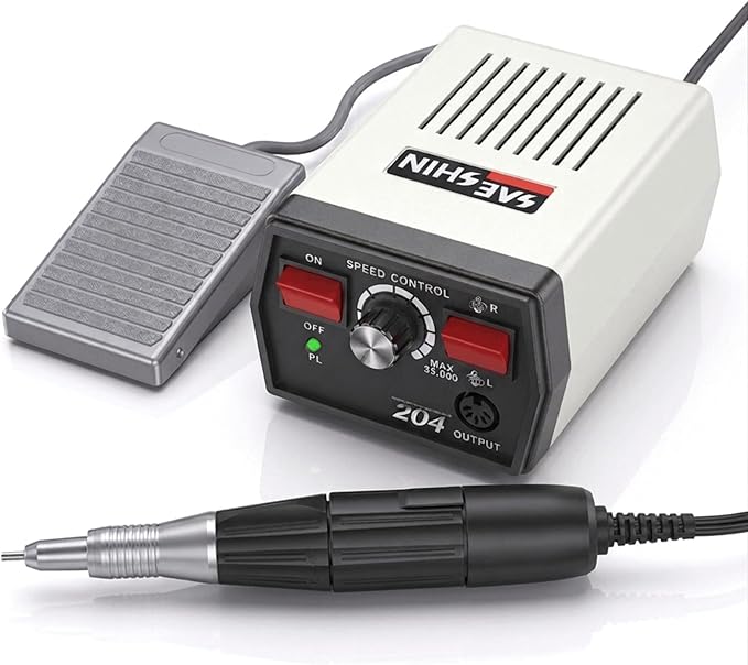 Electric Rotary Micromotor Tool, 0-40,000 RPM Handpiece with Foot Pedal Control, Professional Polisher Tool for Jewelry, Ceramics, Nail Art & Wood Carving