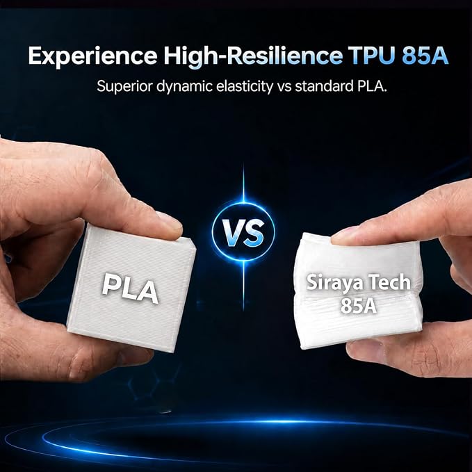 Siraya Tech Flex TPU Filament - 85A Shore, ISO 10993, High Flexibility & Toughness, High Flow & Speed, Easy to Print, Moisture-Resistant Aluminum Bag - Ideal for Footwear, Protective Gear (White, 1kg)